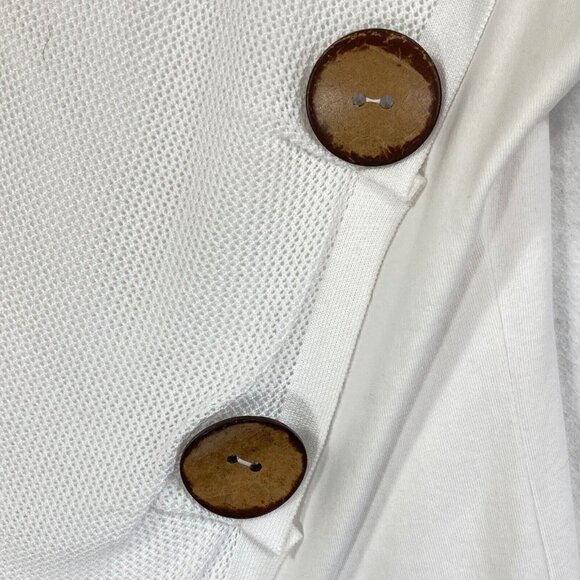 Marble Asymmetrical Hem Oversized Buttons White Short Sleeve Top - Picture 5 of 7